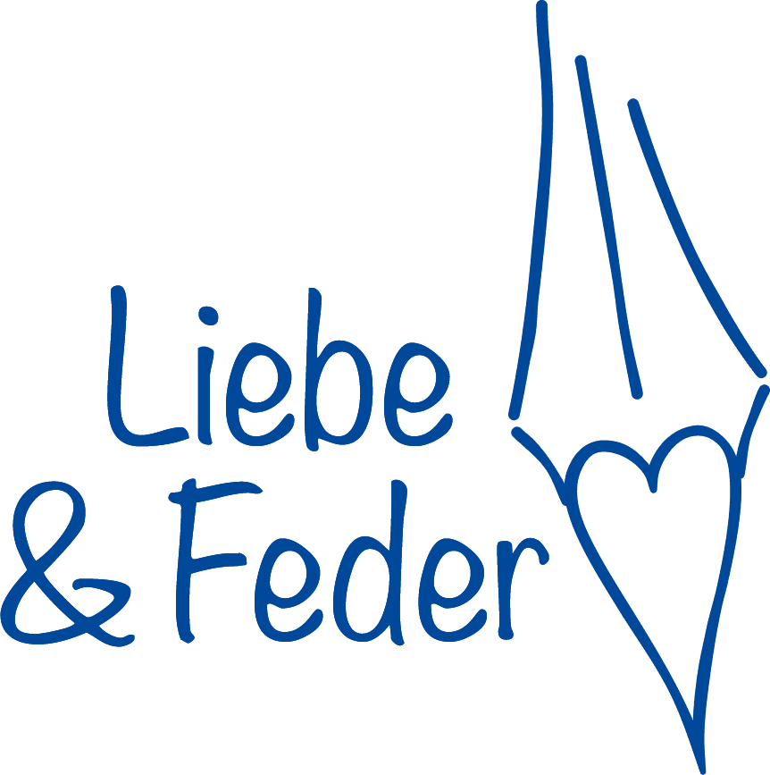 Liebe und Feder Logo blau – Webversion
